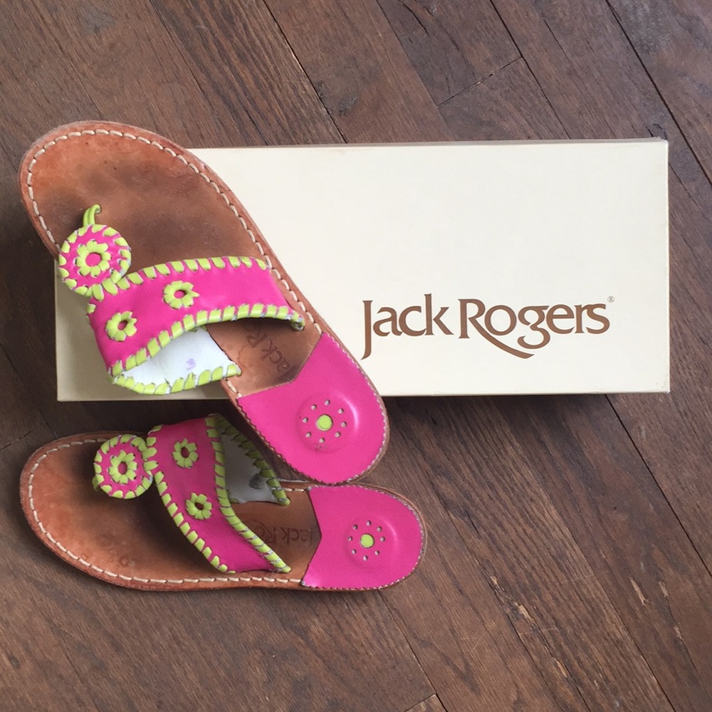 Pink and green girls Jack Rogers